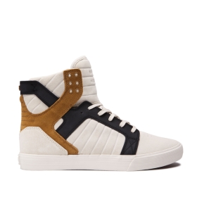 Supra Mens SKYTOP High Top Shoes Bone/Black/bone | US-17026